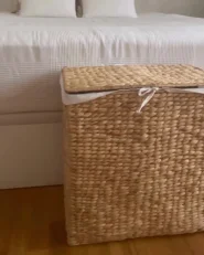 Wäschekorb LANGSON Geflecht Naturfarben 75 L_992565