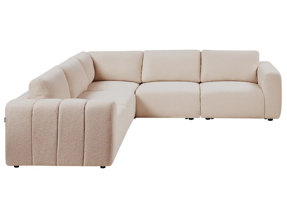Modular Corner Sofa 5 Seater KIVVIK Boucle Beige Right Hand_1045660