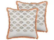 Dekokissen 2er Set SATIVUS 45 x 45 cm Baumwolle Orange Blumenmuster_839361