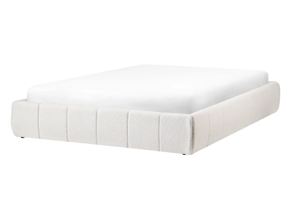 Ottoman Bed without Headboard GENAS Boucle Off-White 140 x 200 cm (EU Double)_1070368