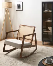 Schaukelsessel LEIDY Holz Braun / Hellbeige_1070662
