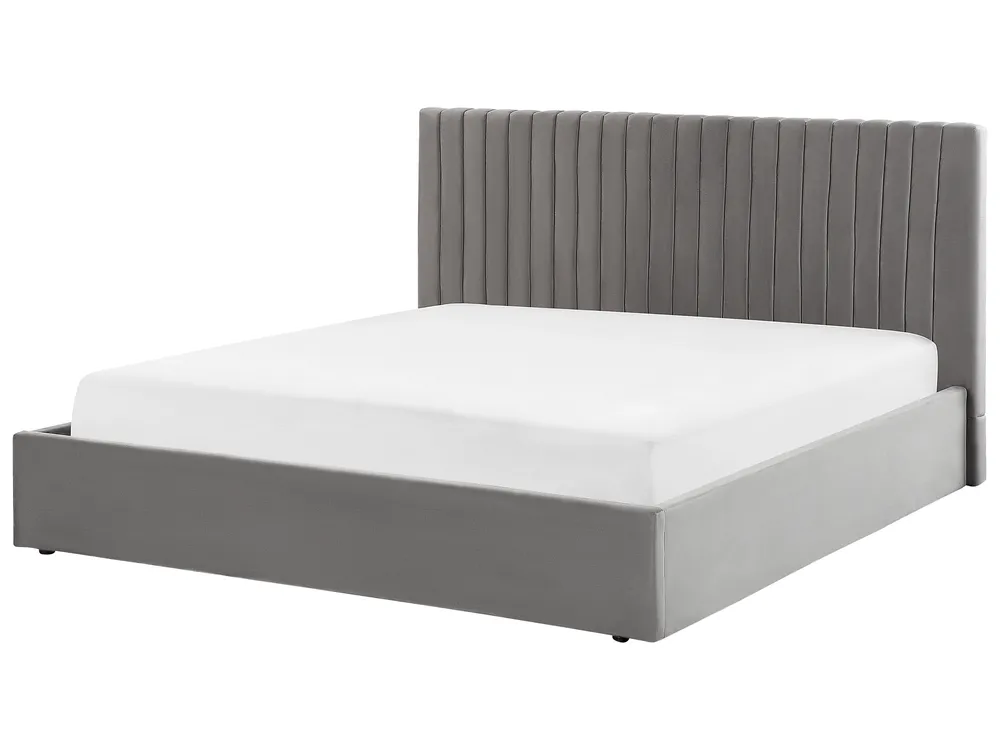 Bett mit Stauraum VION Samtstoff Grau 180 x 200 cm_826763
