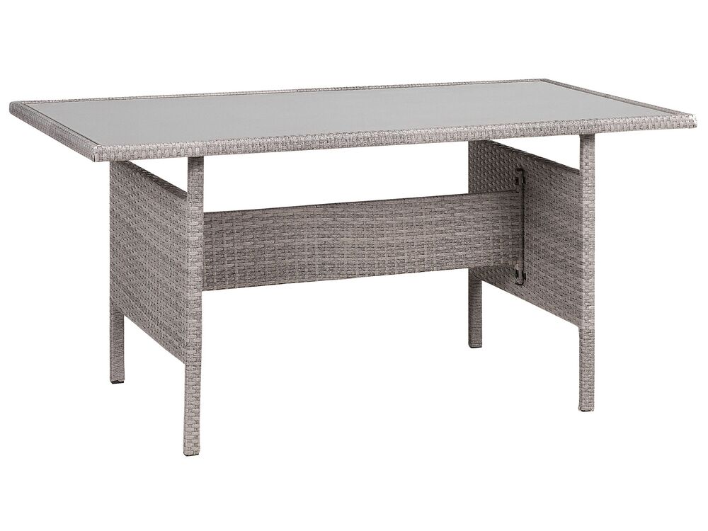 Gartentisch VITERBO 145 cm 80 cm Glas Hellgrau