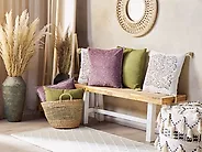 Set of 2 Decorative Cushions KALMIA 45 x 45 cm Velvet Pink Floral Pattern_1179108