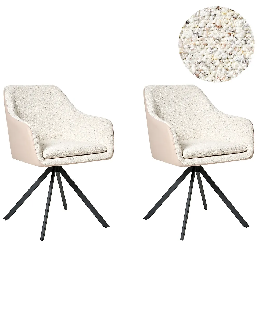 Set van 2 eetkamerstoelen LITHIA Bouclé Lichtbeige_1188081