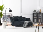 Linksseitige Chaiselongue MERI mit Stauraum Samtstoff Schwarz_914228