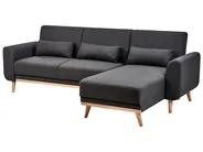 Corner Sofa Bed 3 Seater OLLSTA Fabric Black Left Hand_939265