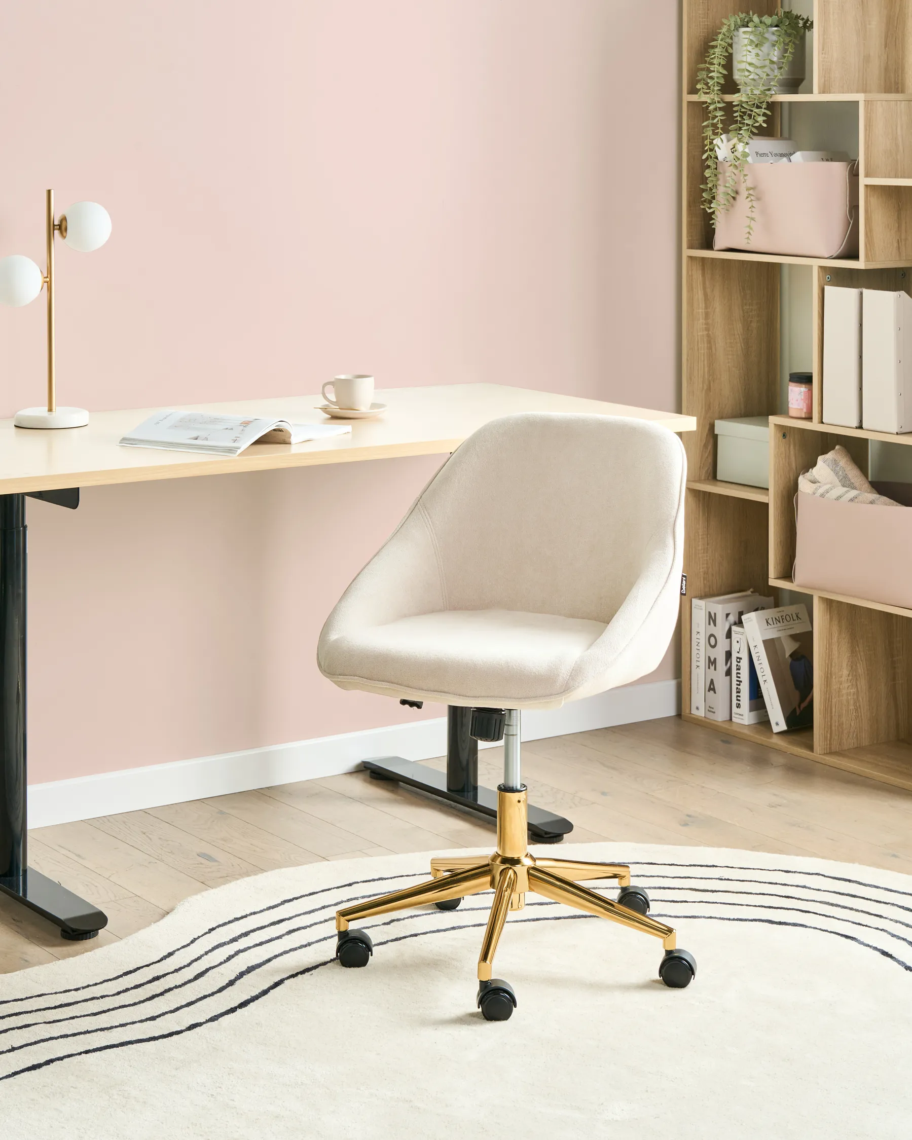 Schreibtischstuhl BARDSDALE Samtstoff Hellbeige_1010304