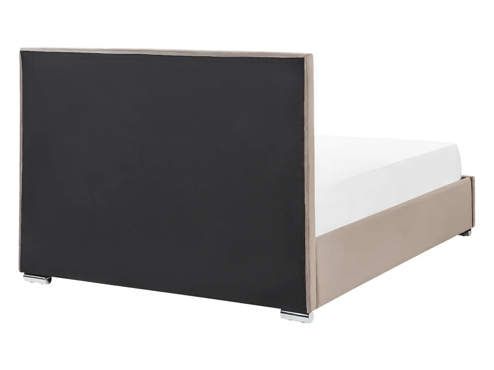 Postelja s prostorom za shranjevanje ROUEN Žamet Siva bež barva 140 x 200 cm_843832