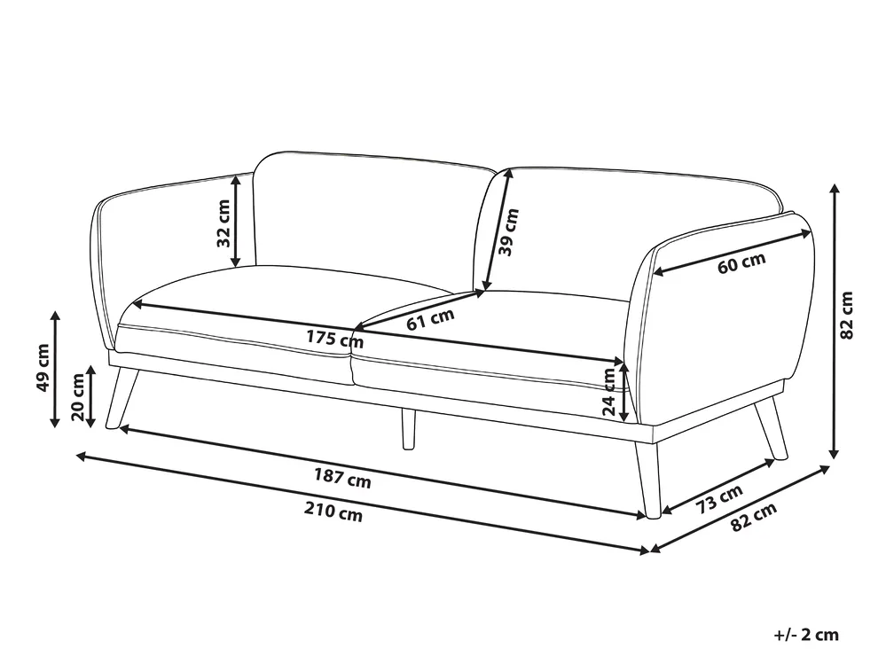 Sofa 3-Sitzer LJUNG Stoff Blau_1077588