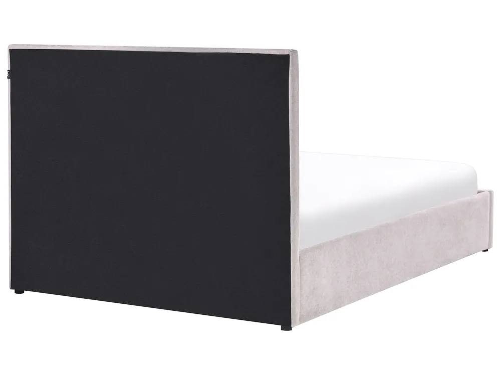 Bett mit Stauraum QUIBERON Chenillegewebe Taupe 140 x 200 cm_1023197