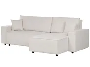 Corner Sofa Bed 3 Seater ABACKA Corduroy Off-White Left Hand_896736