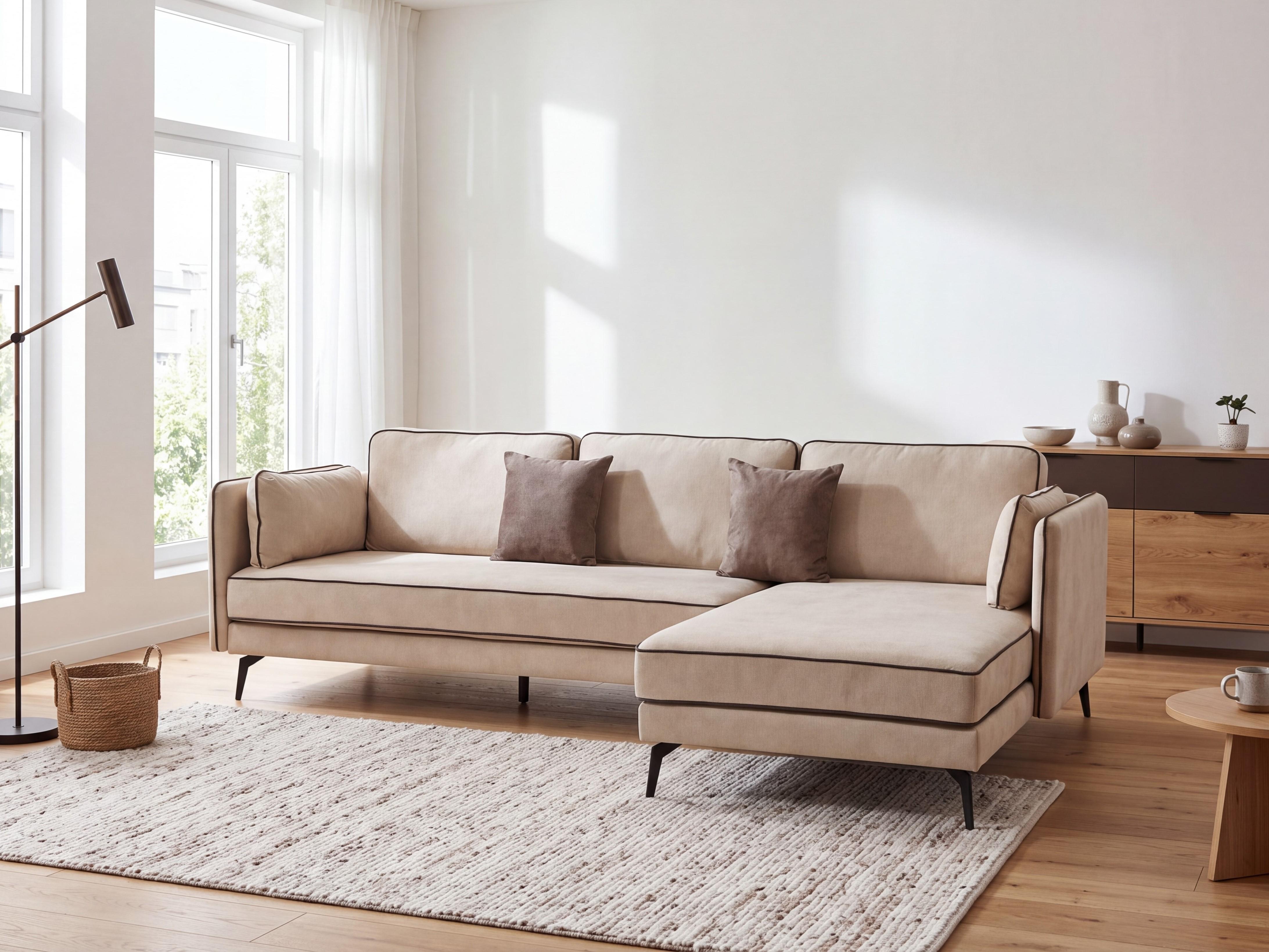 Canapé d'angle ALTAN Velours Beige Côté gauche