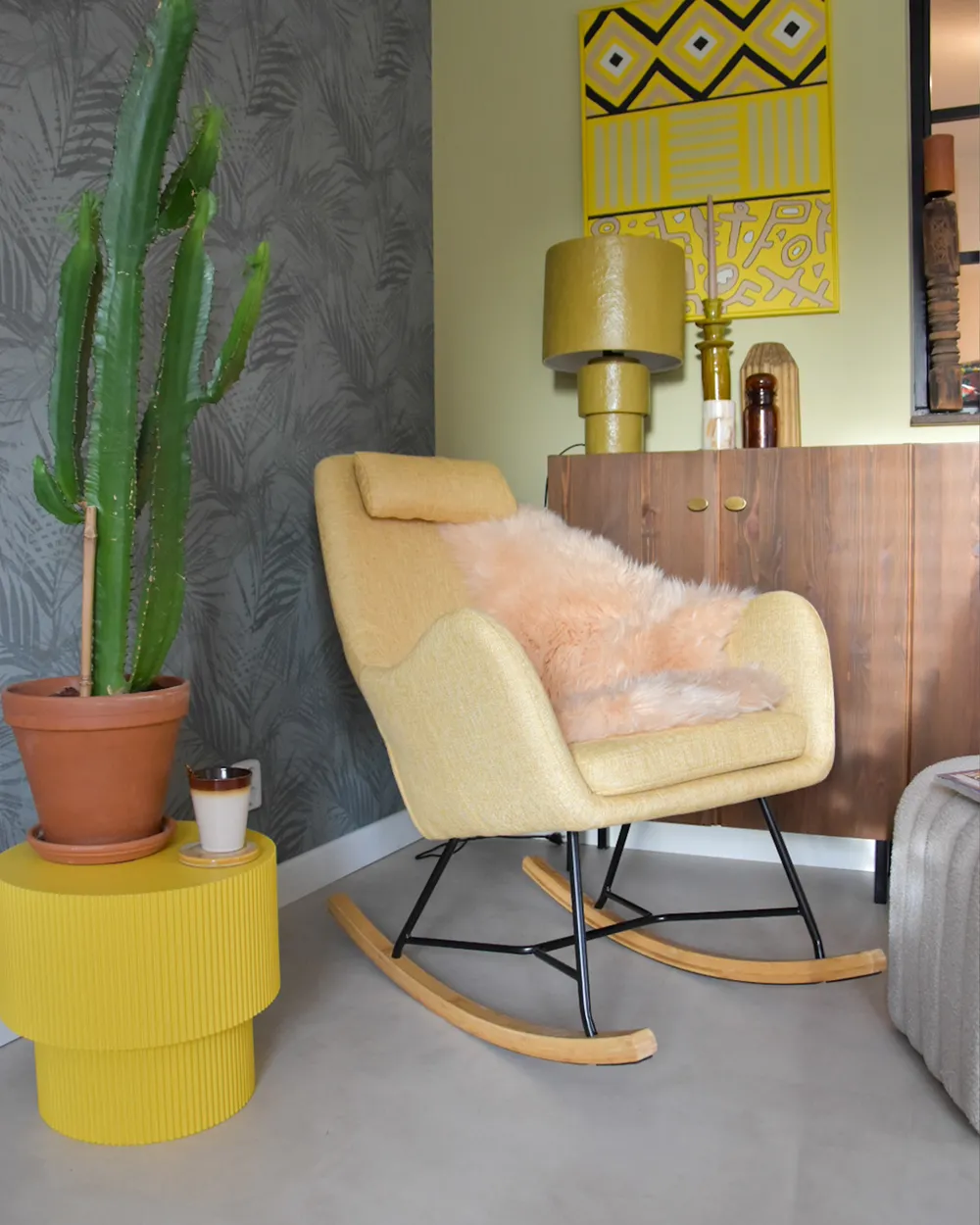 Rocking Chair ARRIE Fabric Yellow_957048