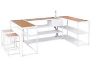 Outdoor-Küche mit Spüle AVETRANA Braun / Weiß Metall_987536