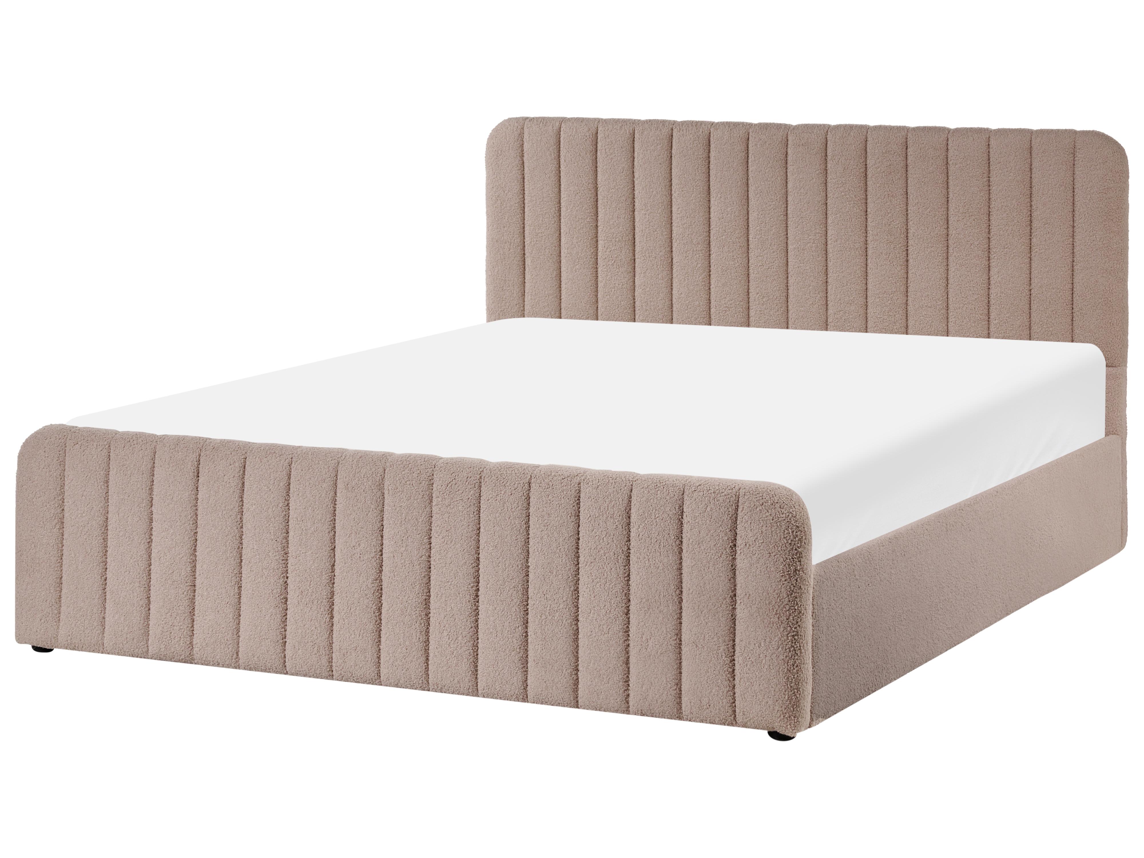 Ottoman Bed LUNAN Boucle Taupe 160 x 200 cm (EU King Size)_1048574