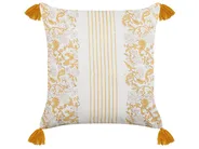 Dekokissen 2er Set BILOBA 45 x 45 cm Baumwolle Gelb Blumenmuster_838603