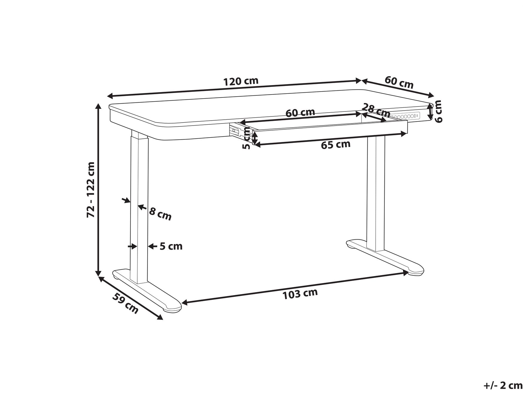 Schreibtisch elektrisch höhenverstellbar KENLY 120 cm 60 cm mit USB-Anschluss Dunkelbraun_840250
