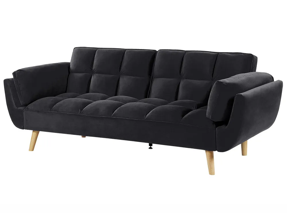 Sofa Bed 3 Seater ASBY Velvet Black_788051