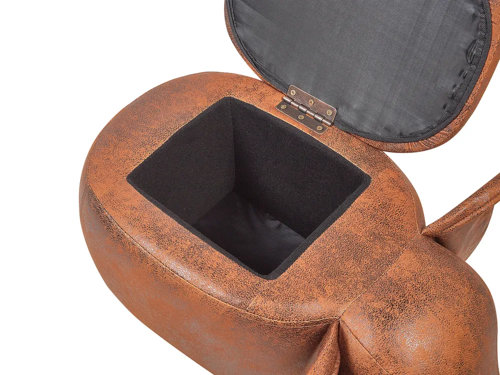 Storage Animal Stool ELEPHANT Elephant Faux Leather Dark Brown_934721