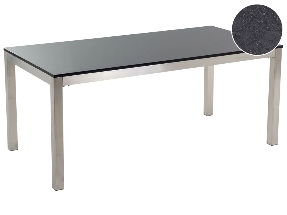 Gartentisch GROSSETO 180 cm 90 cm Granit poliert Schwarz