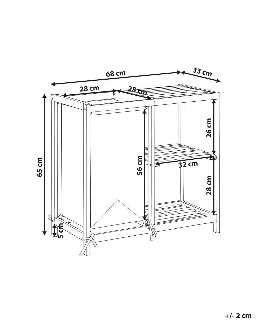 Badkamermeubel PUILAR 68 cm met wasmand Bamboe Lichtbruin_1144375