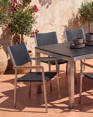 Gartenstuhl 4er Set GROSSETO Polyrattan Schwarz_818417