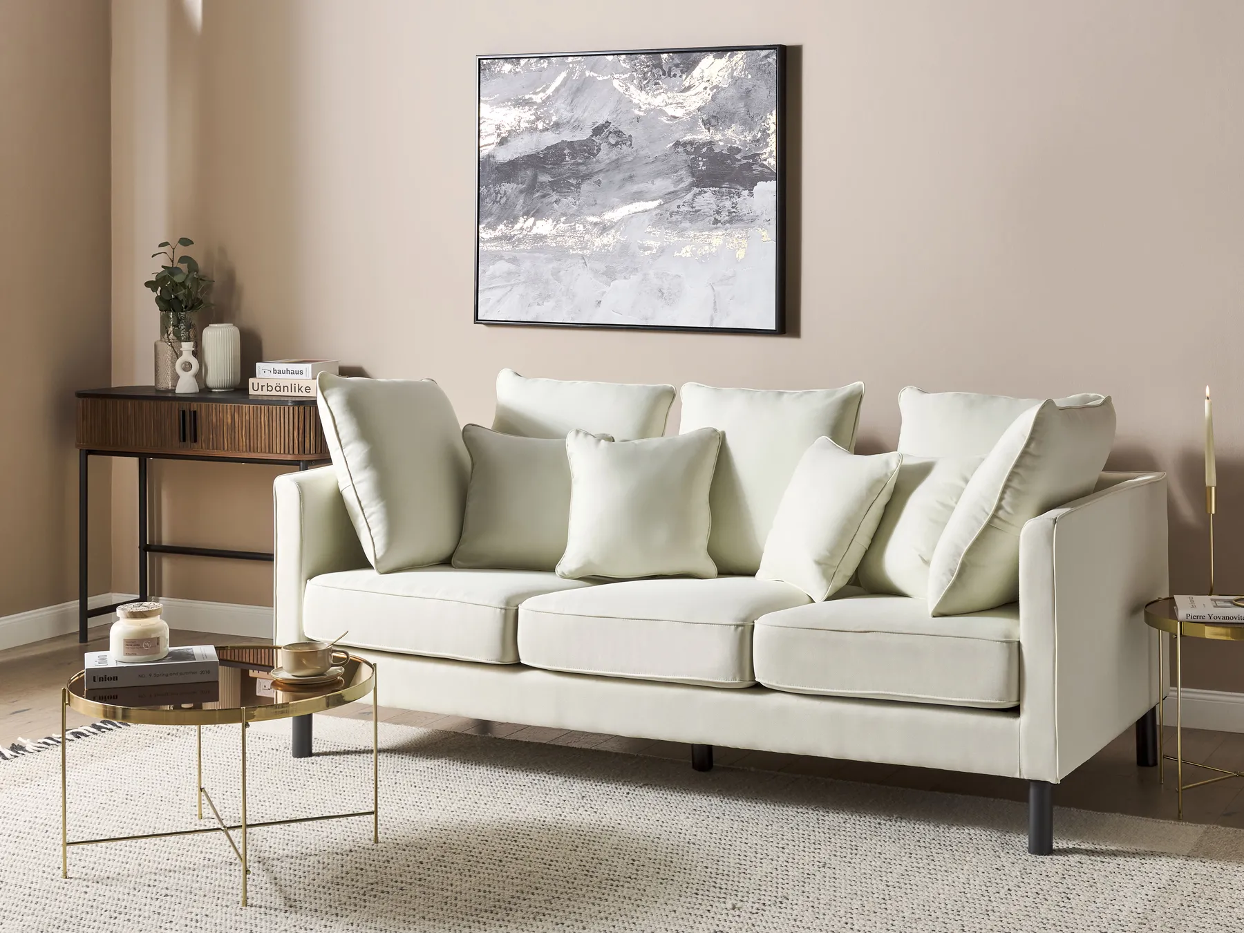 Sofa 3-Sitzer FENSTAD Stoff Cremeweiß_897640