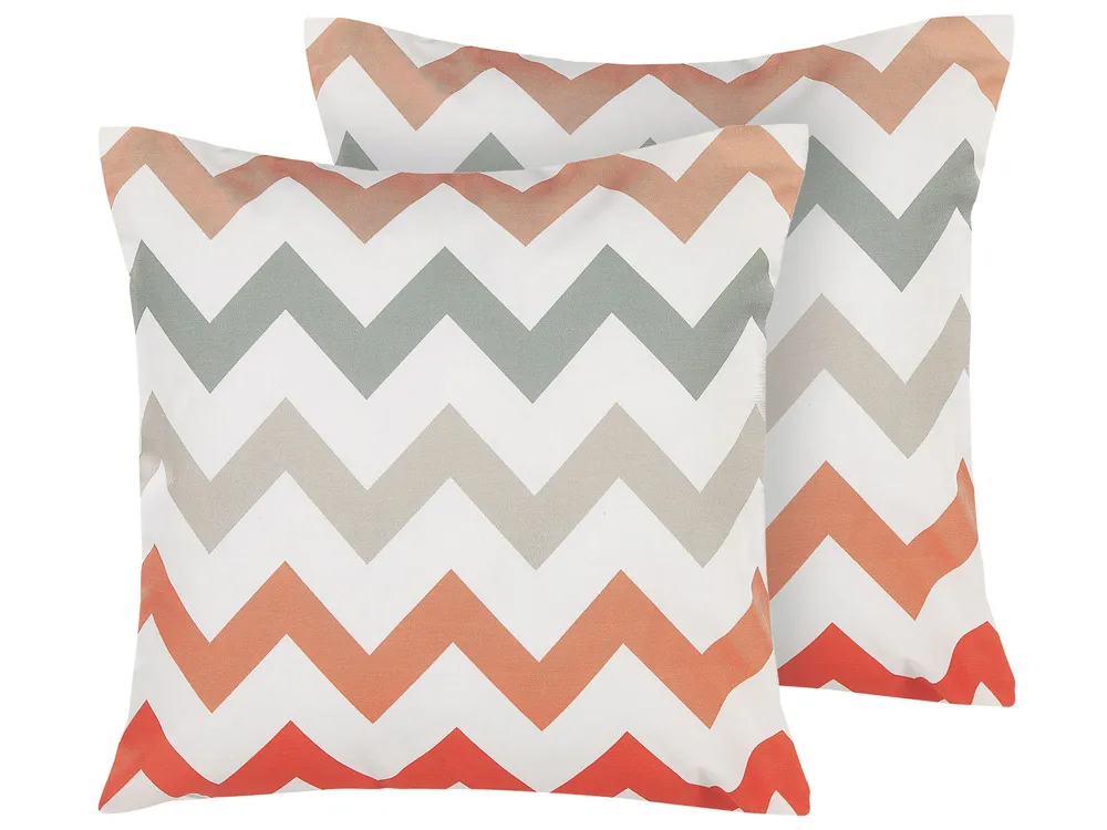 Gartenkissen 2er Set LAGARO ZickZack-Muster 45 x 45 cm Bunt