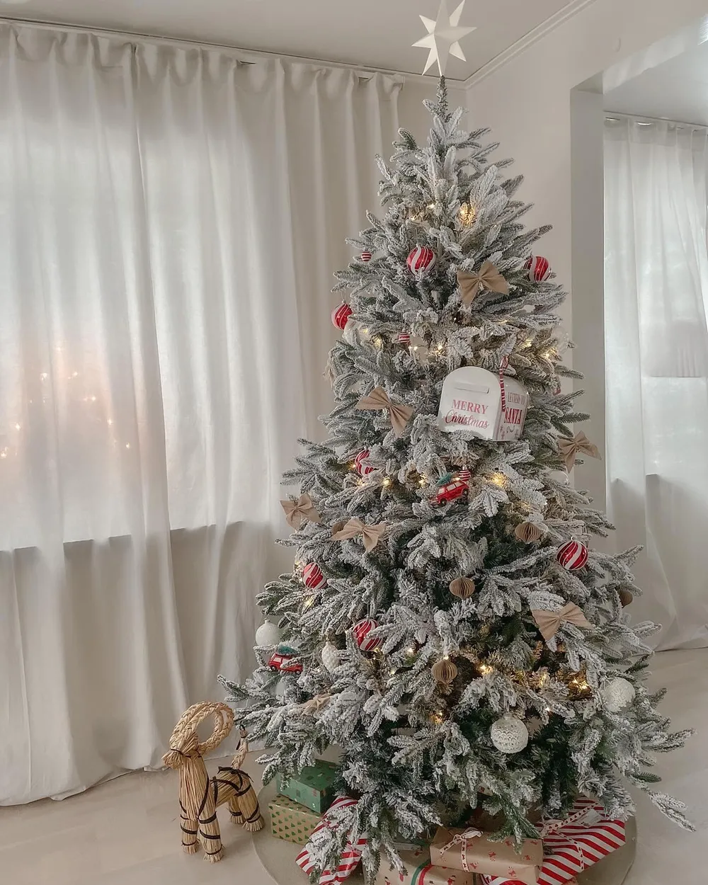 Artificial Snowy Christmas Tree BASSIE 210 cm White_861771