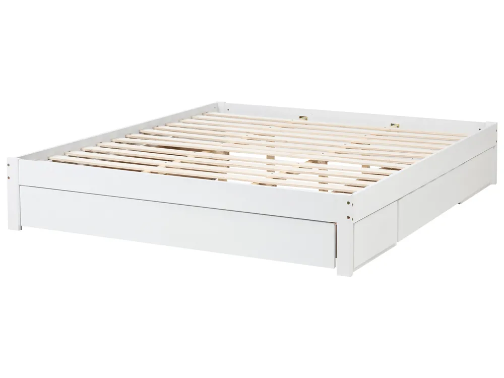 Bett mit Schubladen ohne Kopfteil GIAT Holz Weiß 180 x 200 cm_1023339
