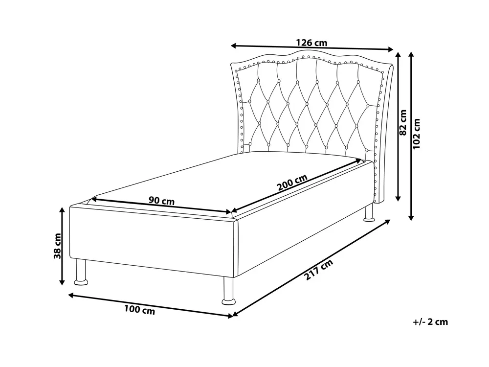 Bett mit Lattenrost Samtstoff METZ 90 x 200 cm Beige_861359