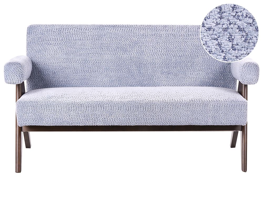 Canapé 2 places TAMRE Tissu chenille Bleu clair / Marron foncé