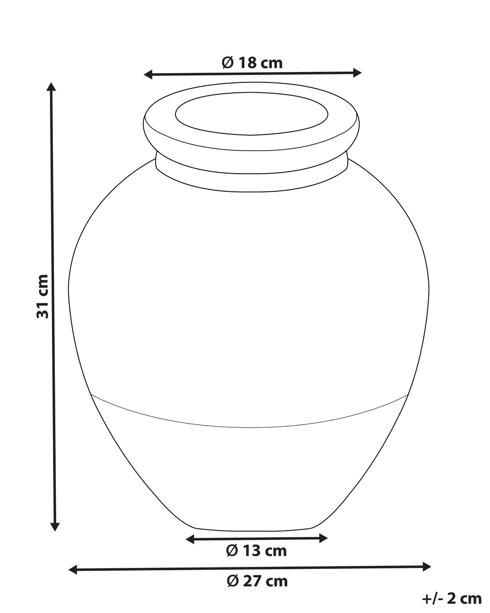 Decorative Vase DAULIS 31 cm Ceramic Black_850413