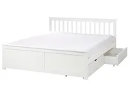Bett mit 2 Schubladen OLENDON Kiefernholz Weiß 160 x 200 cm_954850