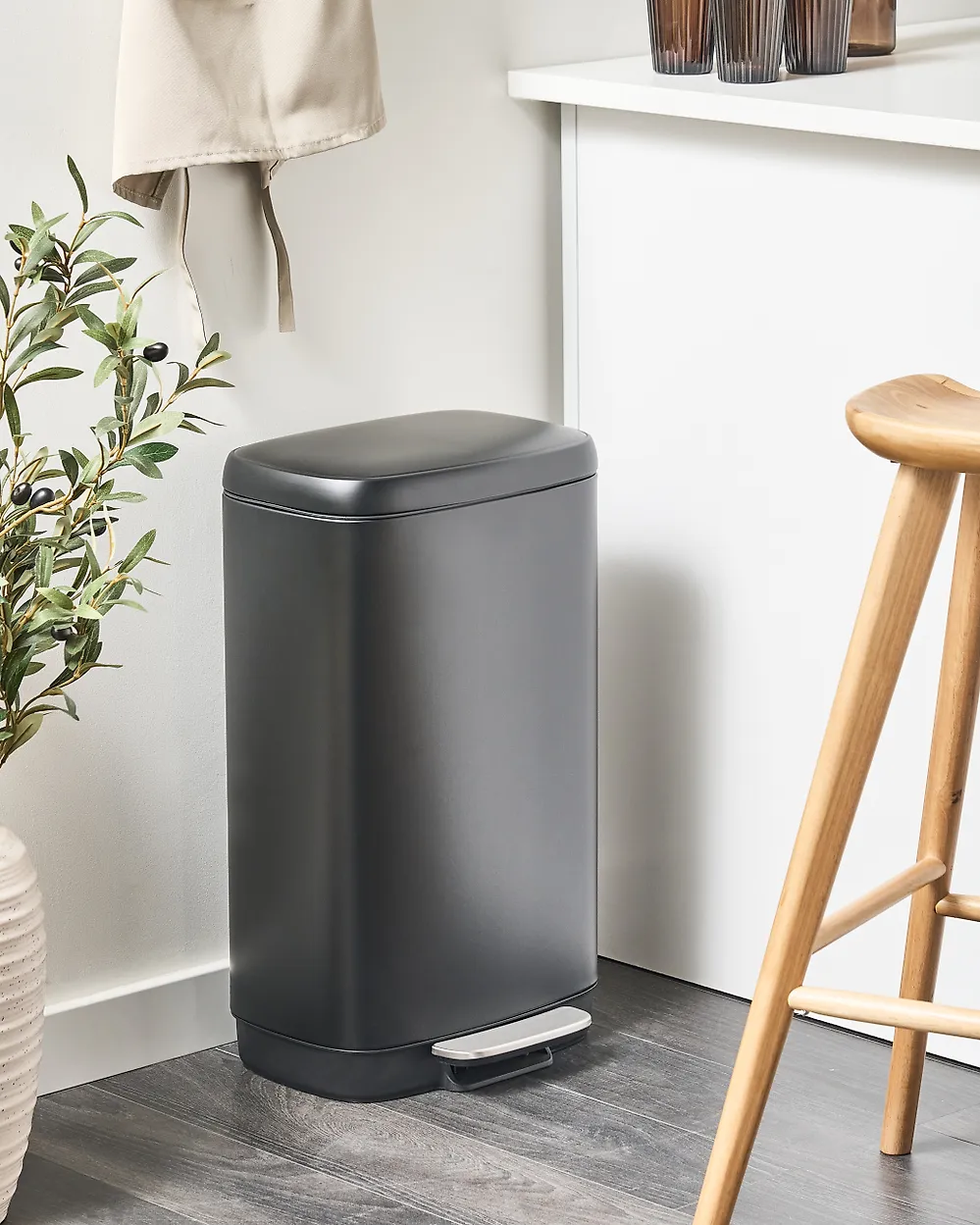 Tretmülleimer 30 L ECOCOLLECT Metall Schwarz
