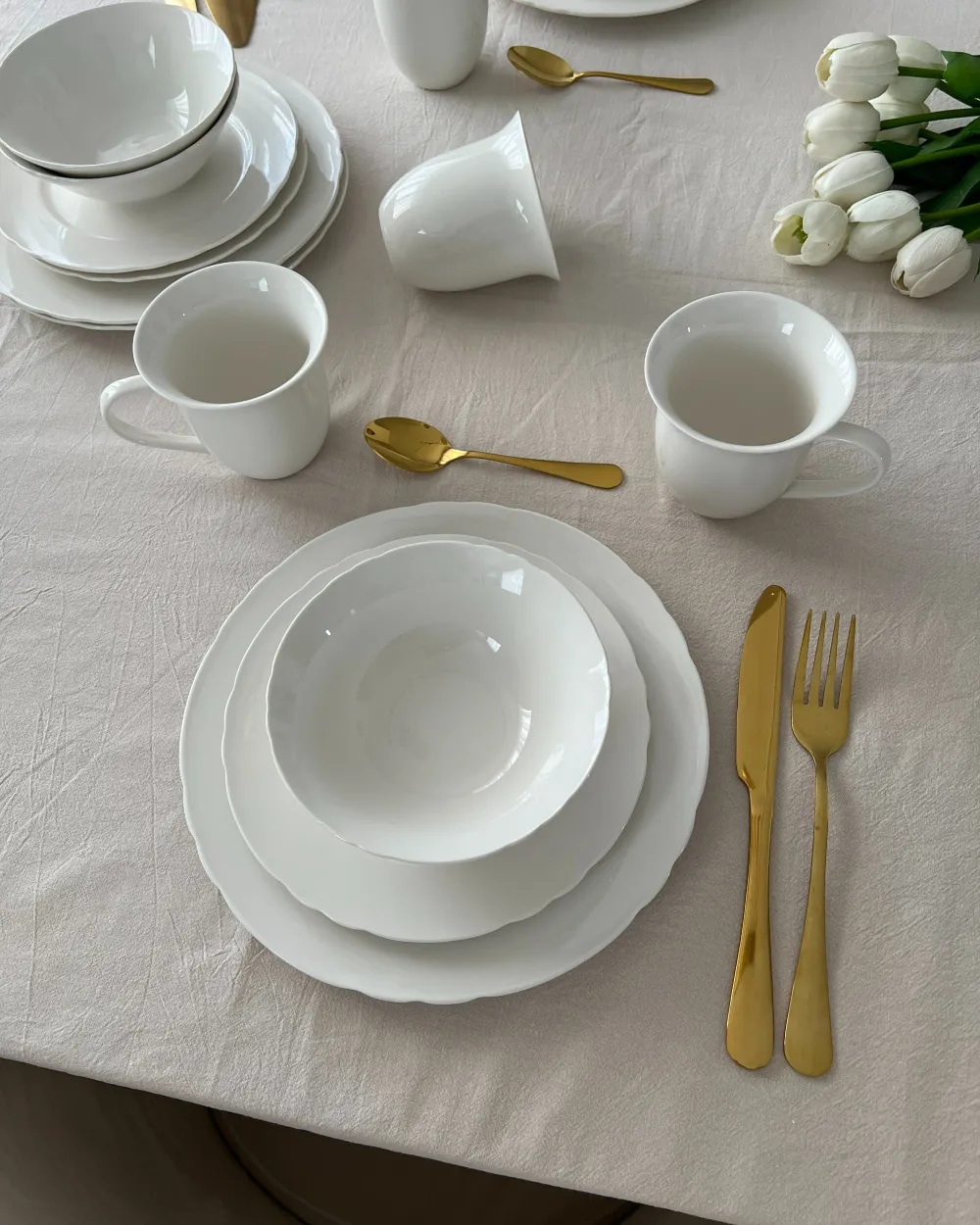 Tafelservice 16-teilig ELDERBERRY Porzellan Weiß