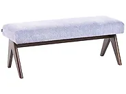 Upholstered Bench TAMRE Chenille Light Blue/ Dark Brown_1183147