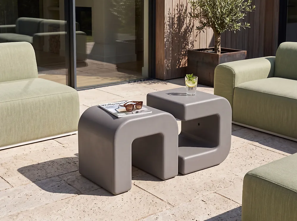 Set of 2 Side Tables MOZIA Taupe