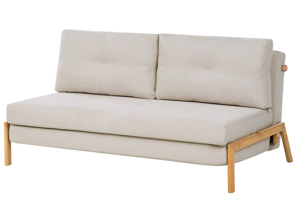 Sofa Set 3-Sitzer EDLAND mit Pouf Stoff Hellbeige_1041080