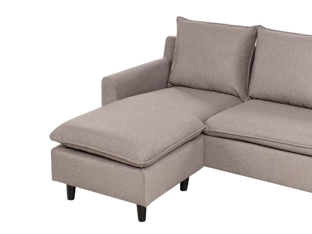 Corner Sofa 3 Seater ELVENES Velvet Taupe Right Hand_966893
