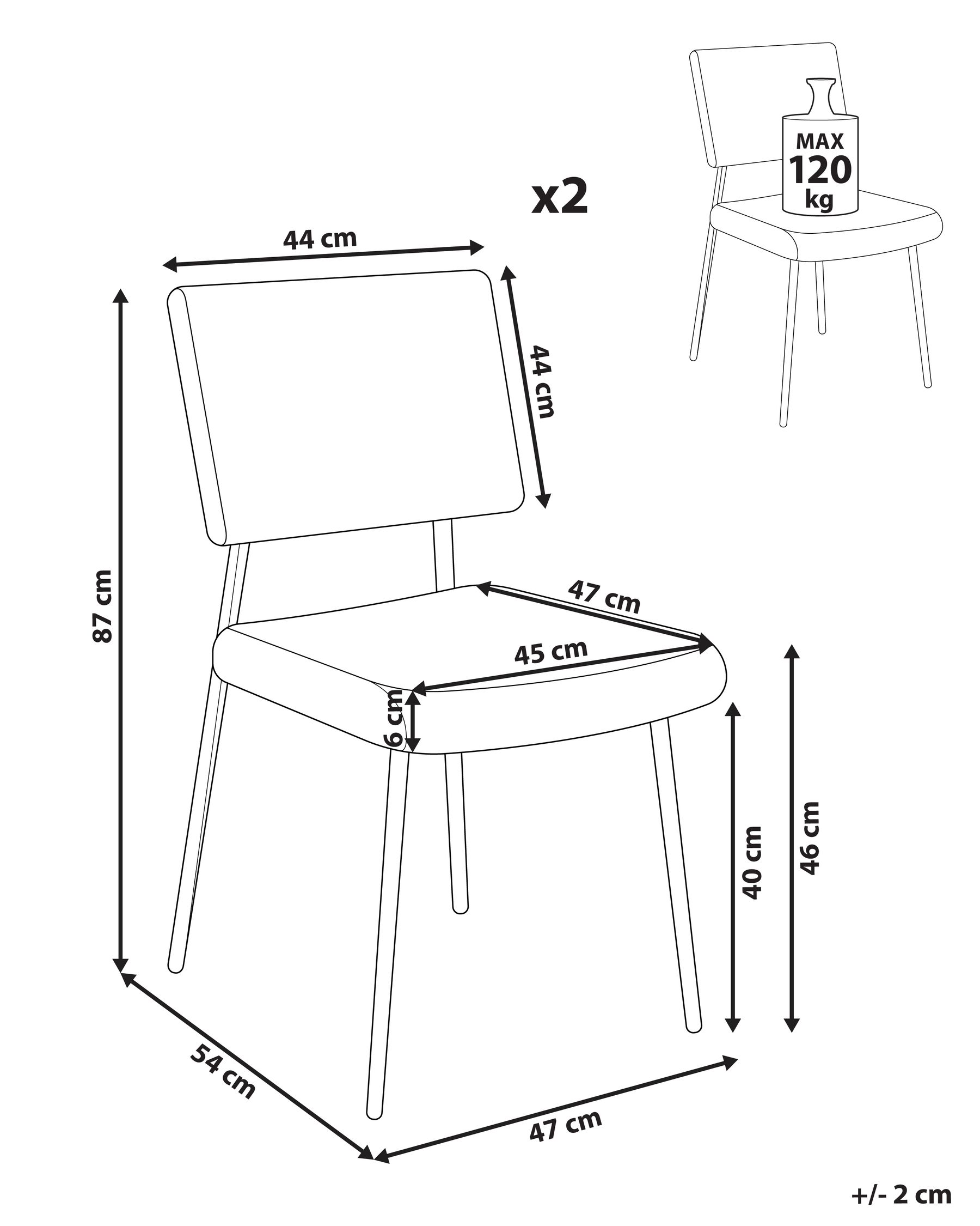 Esszimmerstuhl 2er Set STURGIS Cord Taupe_962573