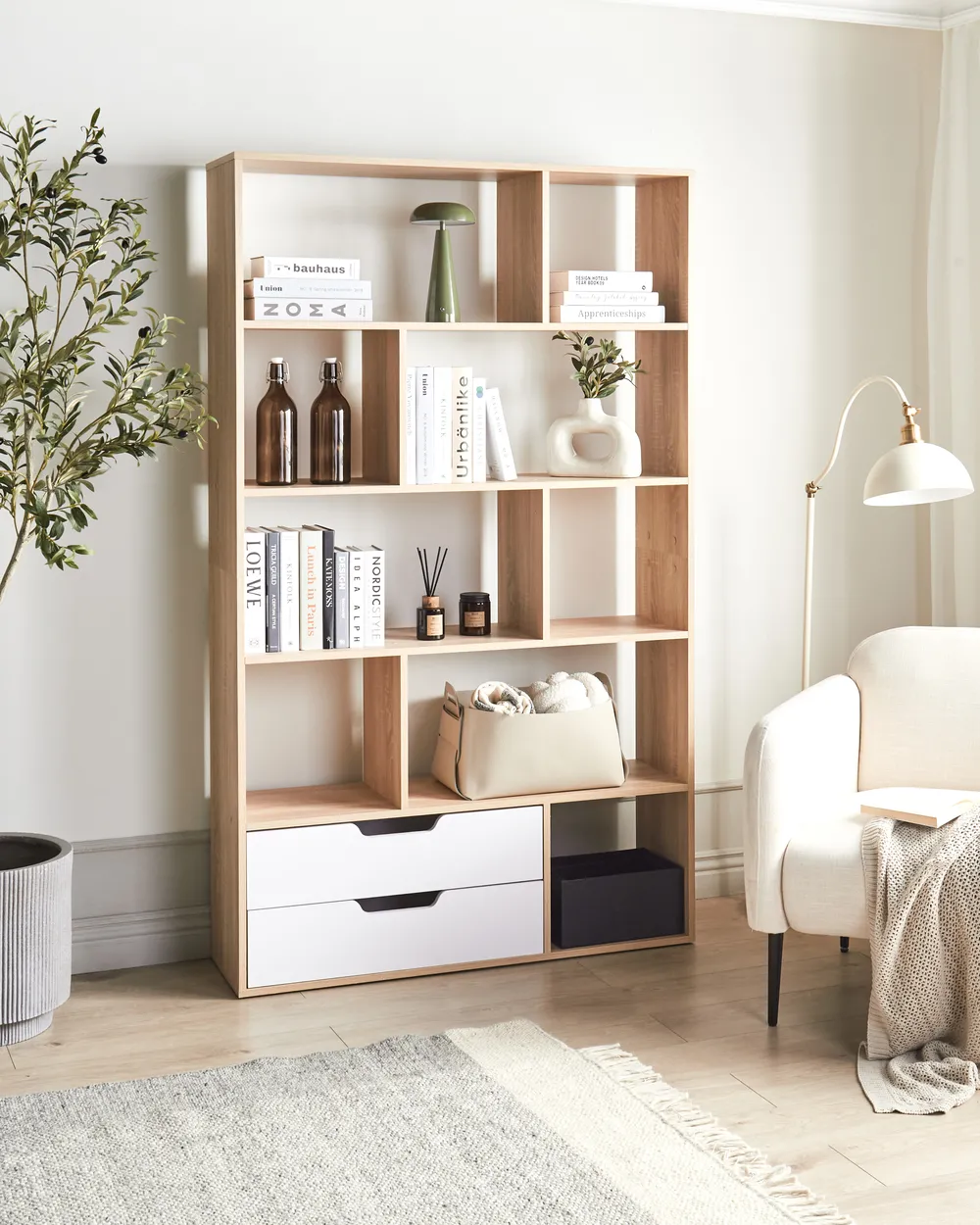 Bücherregal WADENA 185 cm Braun / Weiß