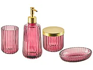 Set de 4 accessoires de salle de bain CARDENA Verre Rose_825306