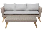 Lounge Set mit Tisch 5-Sitzer VITTORIA Polyrattan Grau_745855