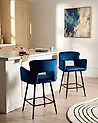 Set mit 2 Barstühlen SANILAC Samtstoff Marineblau