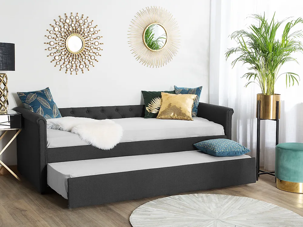 Ausziehbett Stoff LIBOURNE 80 x 200 cm Dunkelgrau_1183020