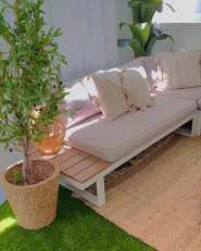 Outdoor Couchtisch RANDAZZO 85 cm 85 cm Rattan Hellbraun_989762