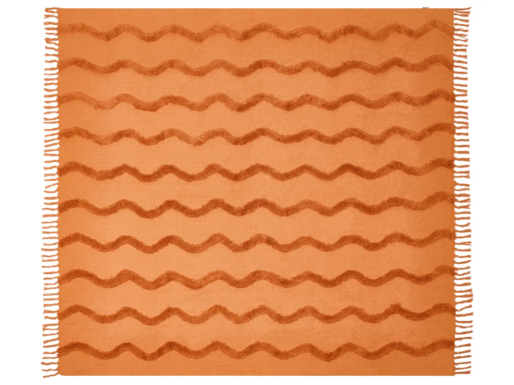 Kuscheldecke KHARI Baumwolle 200 x 200 cm Orange_1067539
