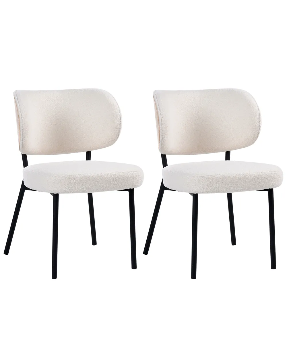 Set of 2 Dining Chairs WONDER Boucle Off-White_1058412